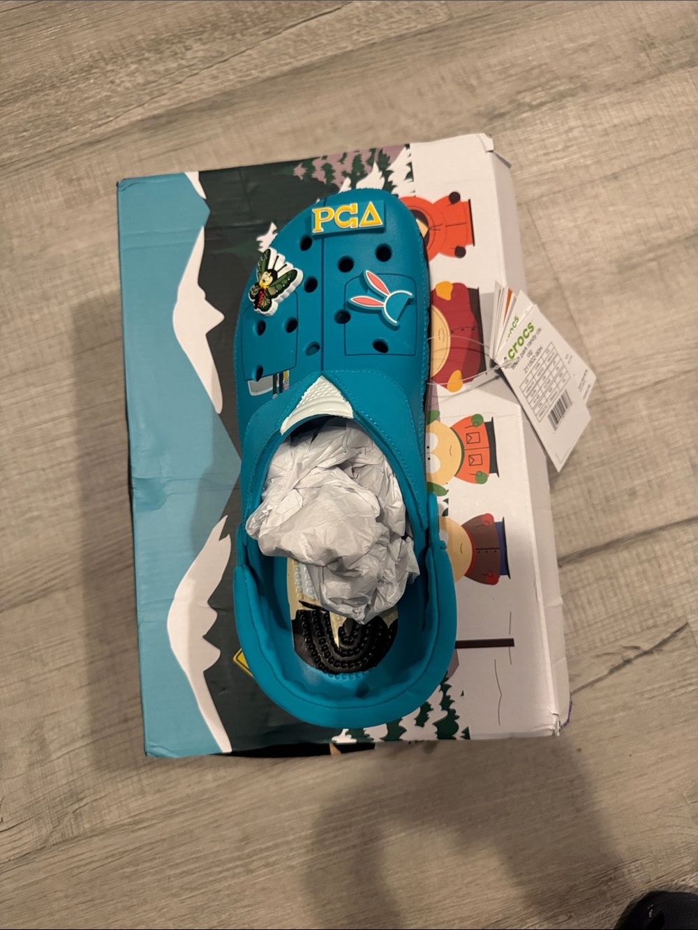 Kids Bright Teal Slip-On Clog with Fun Charms